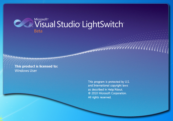 Visual Studio LightSwitch Beta standalone IDE startup