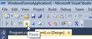 The Pause button on the Runtime Flow toolbar